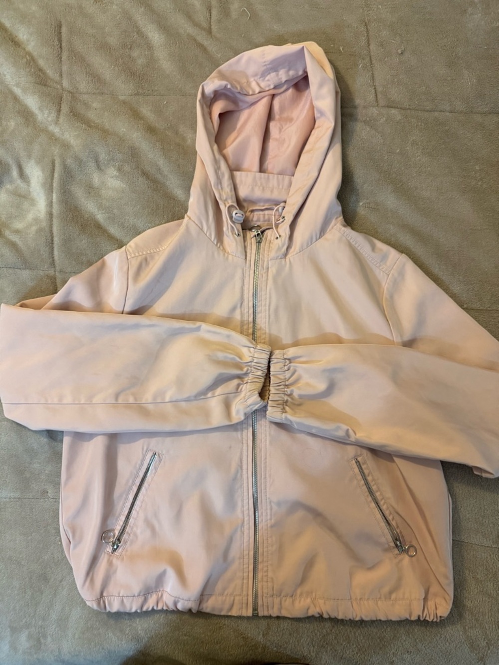 Forever 21 Blush Pink Drawstring Hooded Zip Jacket